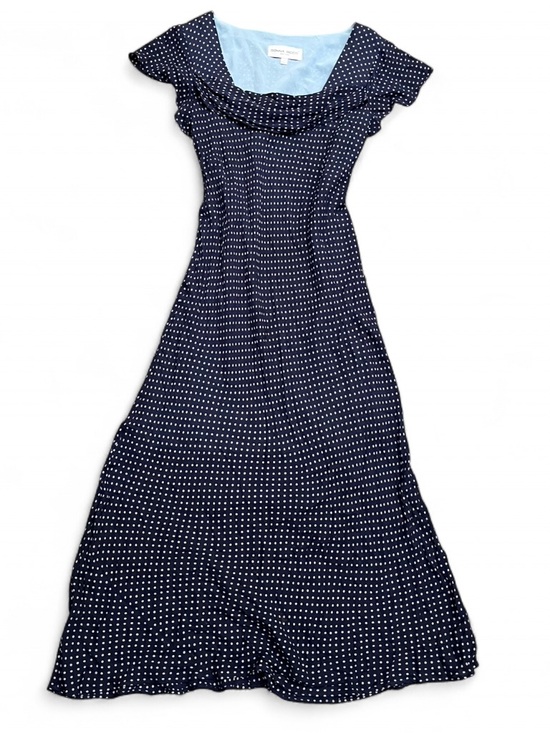 Donna Ricco Dresses & Skirts - Donna Rico vintage size 12 Polka Dot Navy Maxi Dress Classic Women Summer Dress
